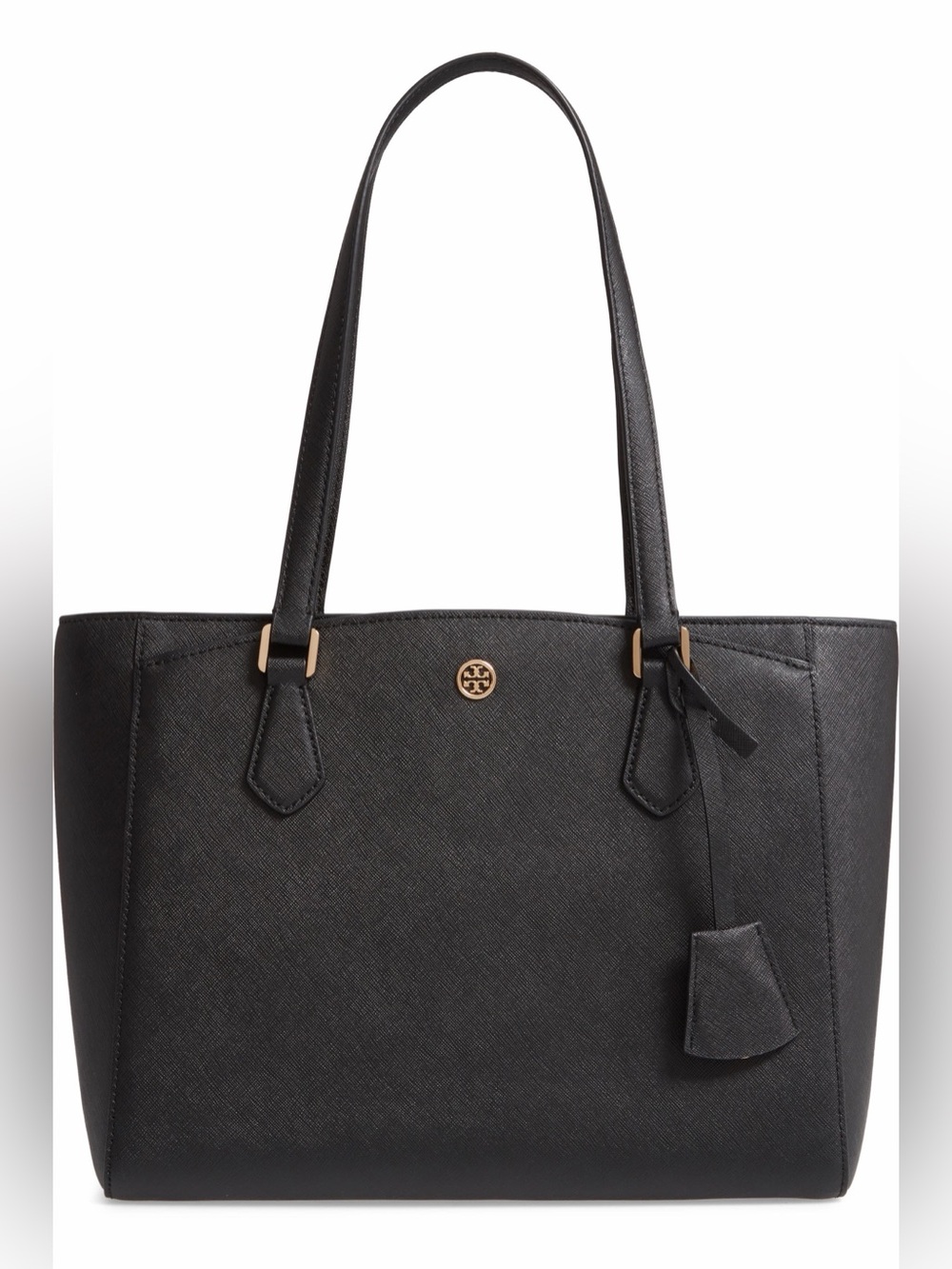 Tory Burch Black Saffiano Leather medium Tote with Gold Logo